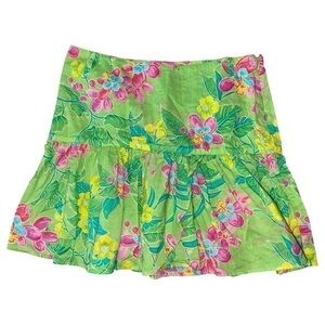 Ralph Lauren Girls Size 16 Green Floral Print Cotton Mini Skirt